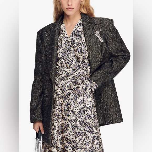 🆕 SANDRO Enrika Paisly -Print Silk Midi Multicolore Floral Wrap Belted Dress💃 - Picture 7 of 12